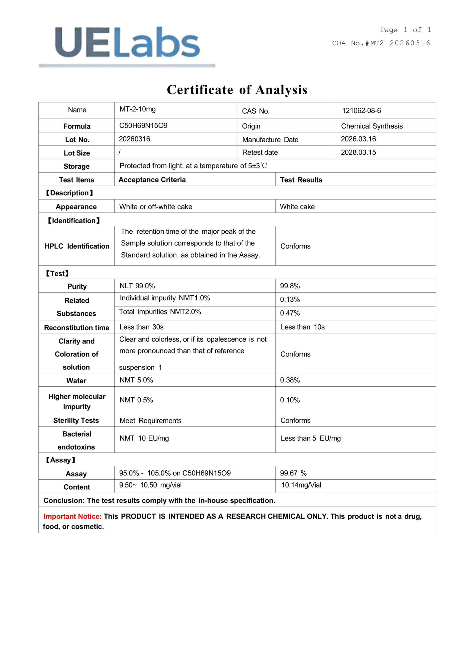 Melanotan II 10mg - Image 2
